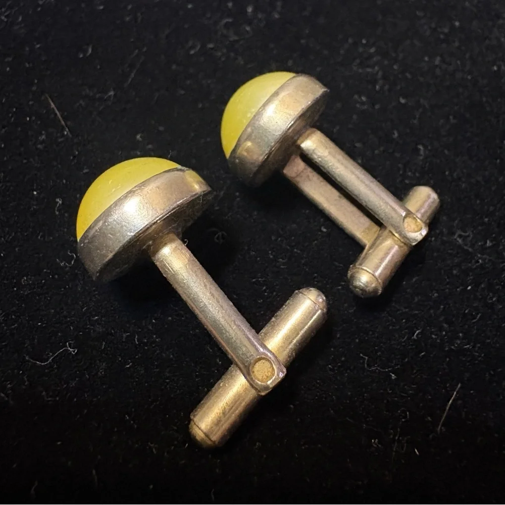 Vintage Anson Sun Yellow Gold Tone Cuff Links Cufflinks